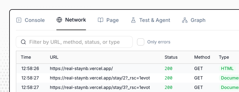 Network and console debugging insights